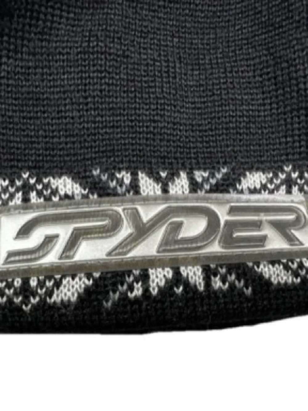 Spyder Black White Nordic Fleece Lined Tassel Beanie